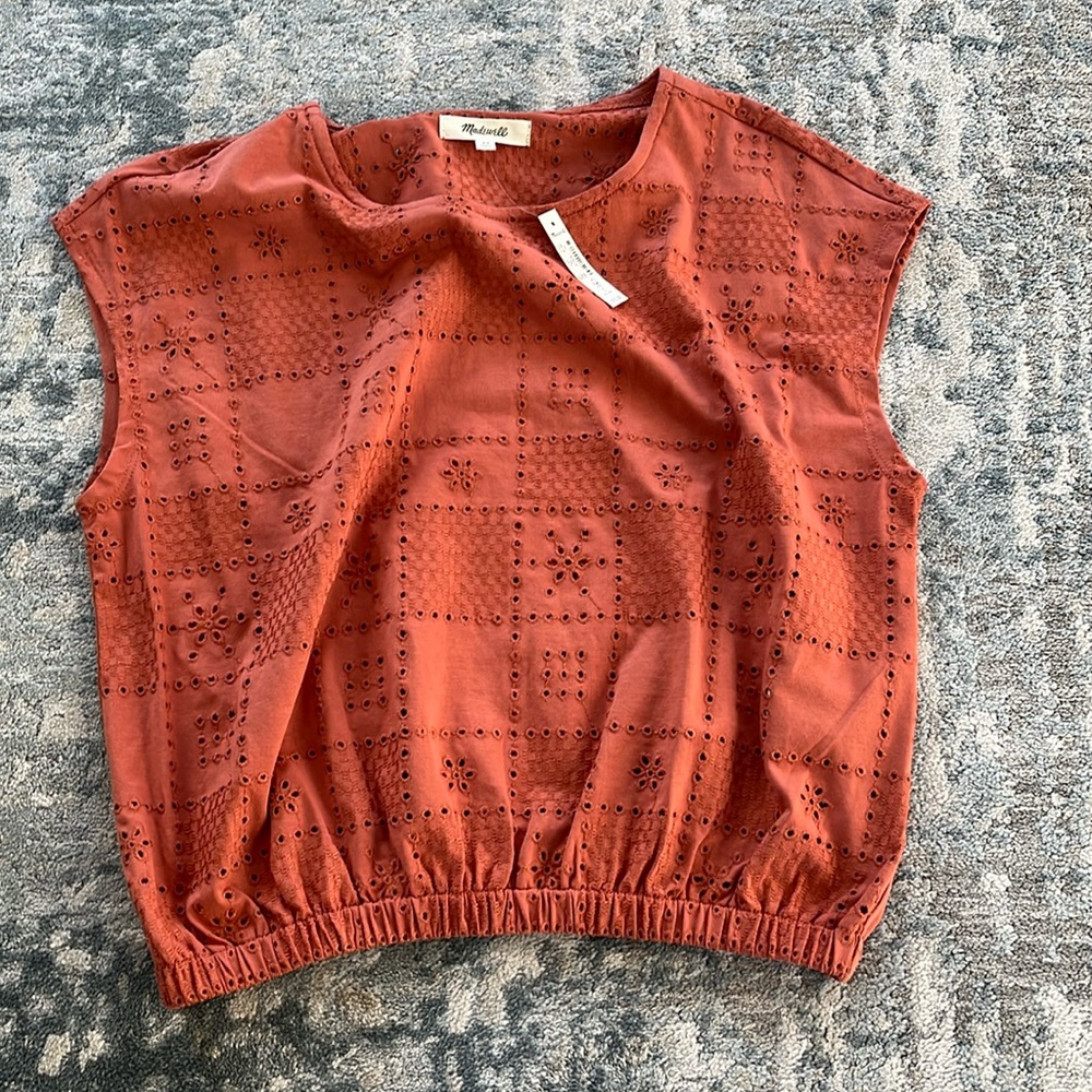 NWT Women’s Madewell Orange Floral Crop Top Size XS